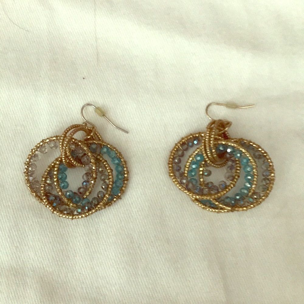 Handmade local designer Earrings with French wire and blue crystals